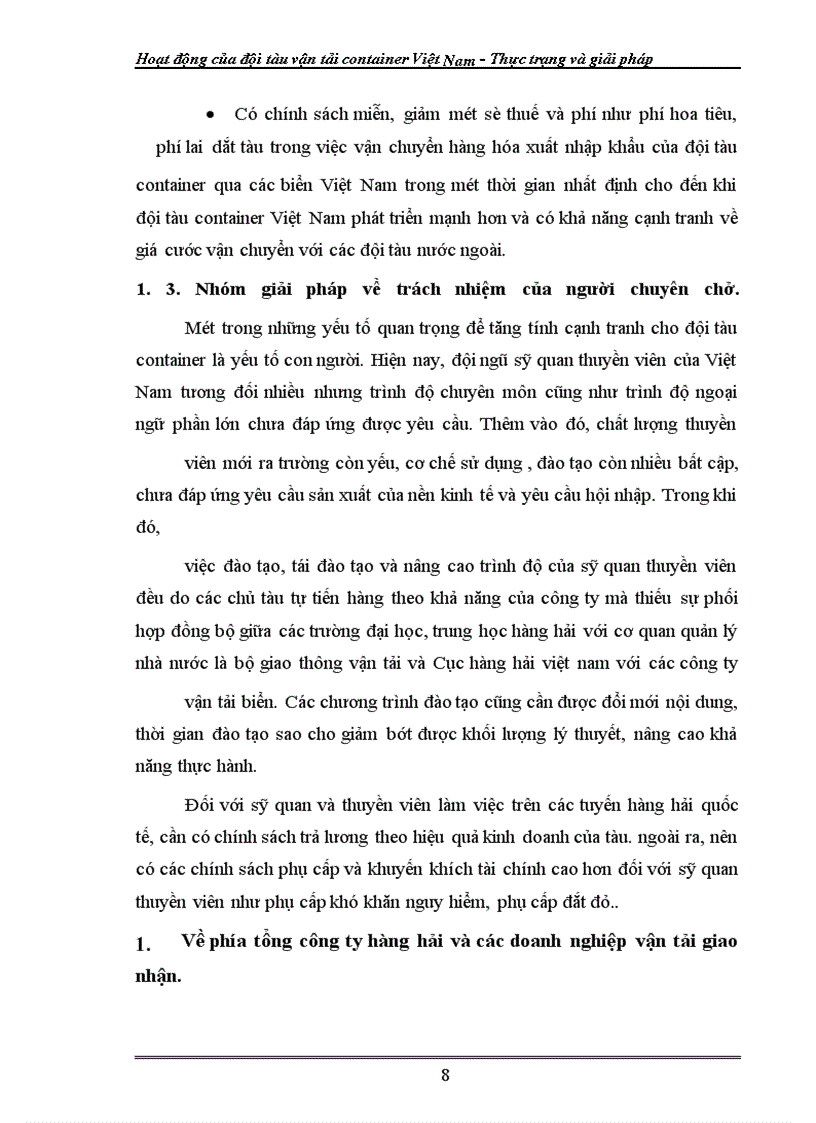 image for page Hoạt động của đội tàu vận tải container Việt Nam - Thực trạng và giải pháp