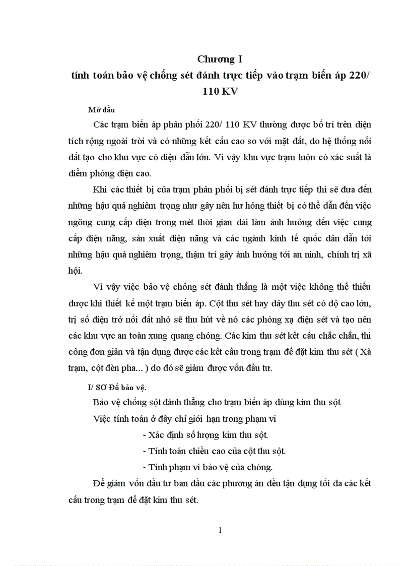 image for page Bảo vệ chống sét đánh trực tiếp vào trạm biến áp 220/110 KV