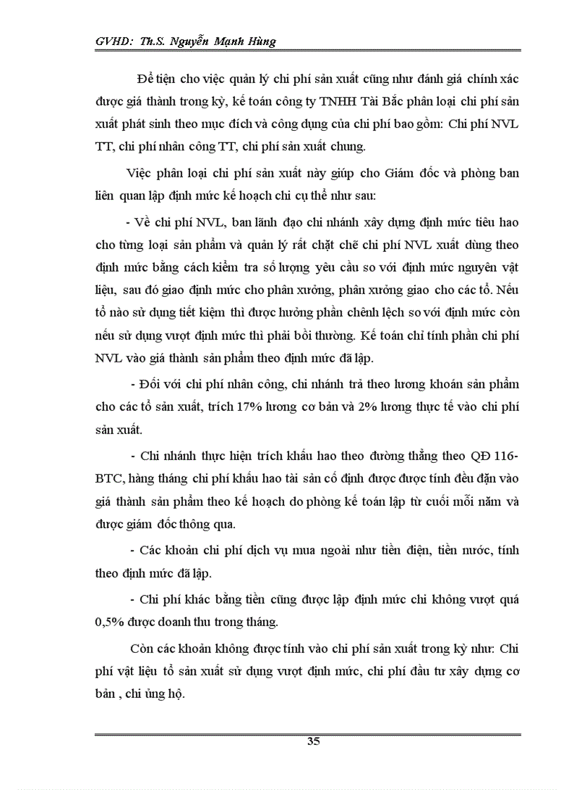 image for page Công tác quản lí chi phí và giá thành tại công ty TNHH Tài Bắc