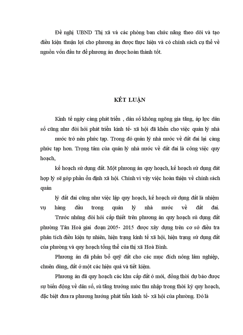 image for page Lập phương án quy hoạch sử dụng đất phường Tân Hoà, thị xã Hoà Bình, Tỉnh Hoà Bình.