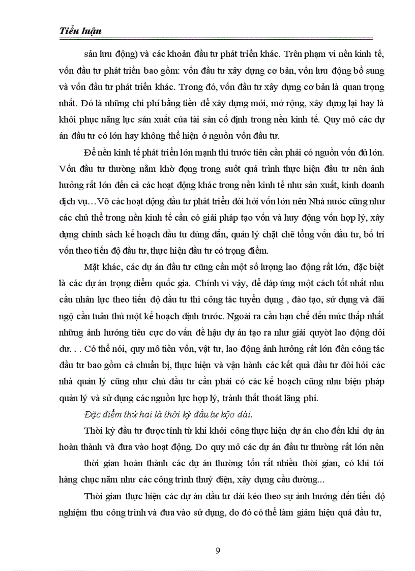 image for page Thảo luận về các đặc điểm của đầu tư phát triển và sự quán triệt các đặc điểm đó trong công tác chuẩn bị thực hiện và vận hành kết quả đầu tư