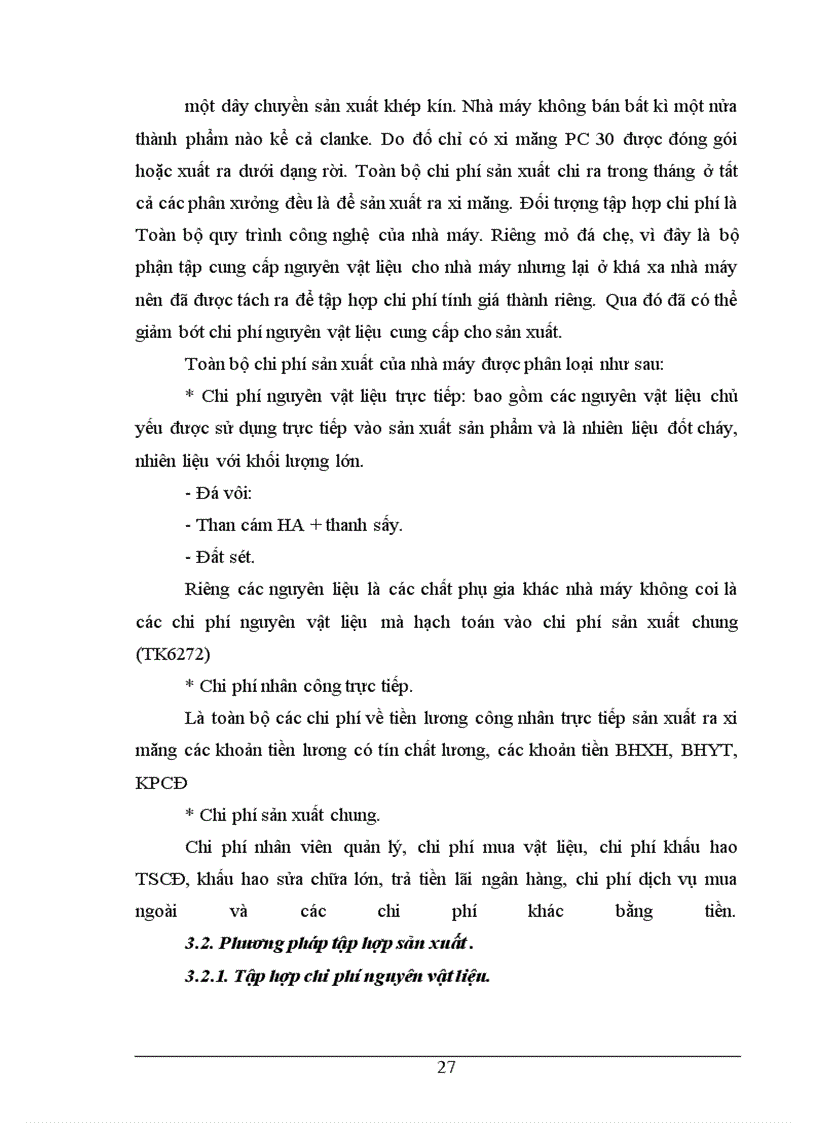 image for page Tình hình thực tế về công tác kế toán tập hợp chi phí sản xuất và tình giá thành sản phẩm ở Nhà máy xi măng Sông Đà