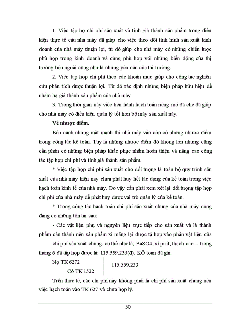 image for page Tình hình thực tế về công tác kế toán tập hợp chi phí sản xuất và tình giá thành sản phẩm ở Nhà máy xi măng Sông Đà