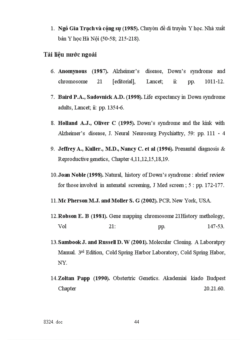 image for page Chuẩn hóa kỹ kỹ thuật phân tích gene SOD ở tế bào máu bà mẹ mang thai nghi hội chứng Down