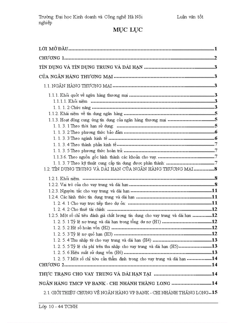 image for page Một số giải pháp nhằm nâng cao hoạt động tín dụng trung và dài hạn tại Ngân hàng TMCP VP bank – Chi nhánh Thăng Long