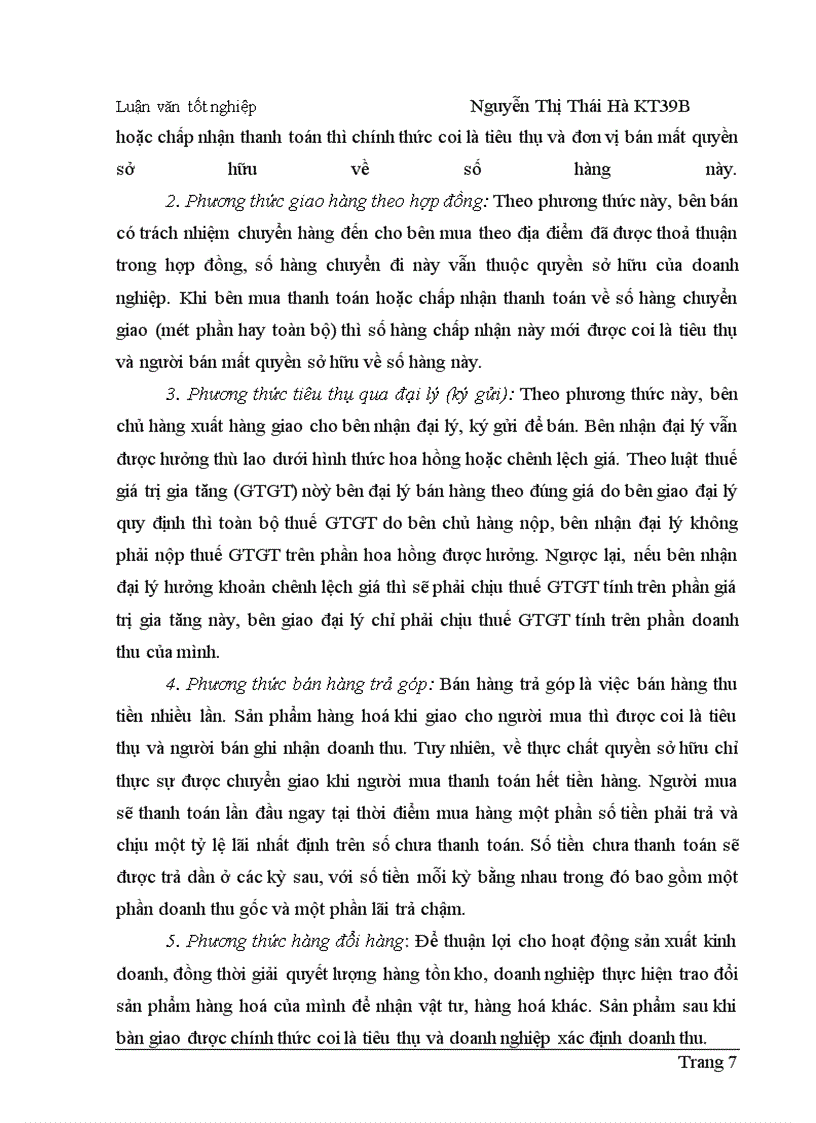 image for page Hoàn thiện hạch toán tiêu thụ thành phẩm và xác định kết quả tiêu thụ thành phẩm tại Công ty Dệt - May Hà Nội
