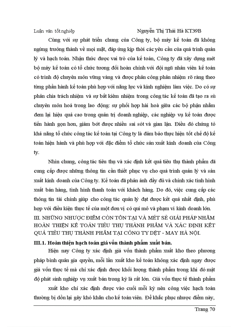 image for page Hoàn thiện hạch toán tiêu thụ thành phẩm và xác định kết quả tiêu thụ thành phẩm tại Công ty Dệt - May Hà Nội