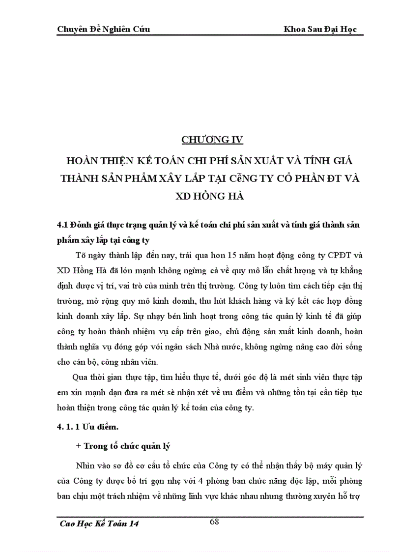 image for page Hoàn thiện kế toán tập hợp chi phí sản xuất và tính giá thành sản phẩm xây lắp tại Công ty cổ phần đầu tư và xây dựng Hồng Hà