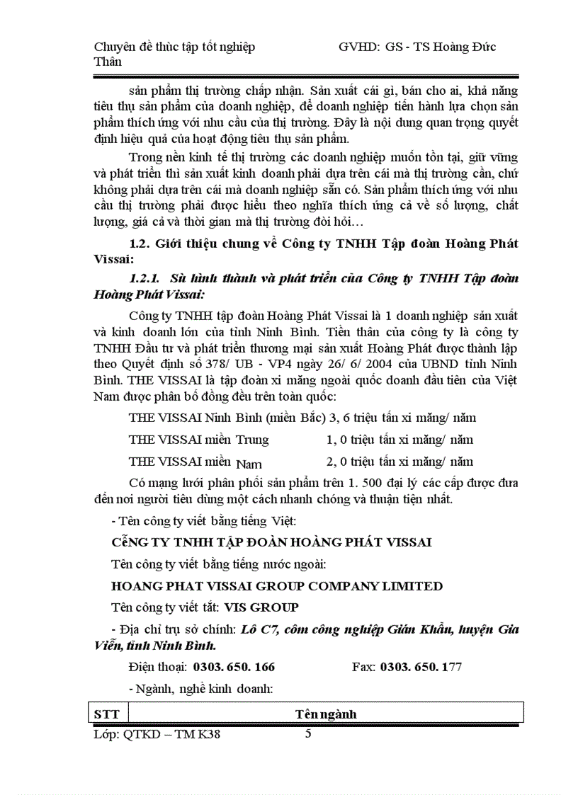 image for page Đẩy mạnh tiêu thụ sản phẩm của Công ty TNHH tập đòan Hoàng Phát Vissai