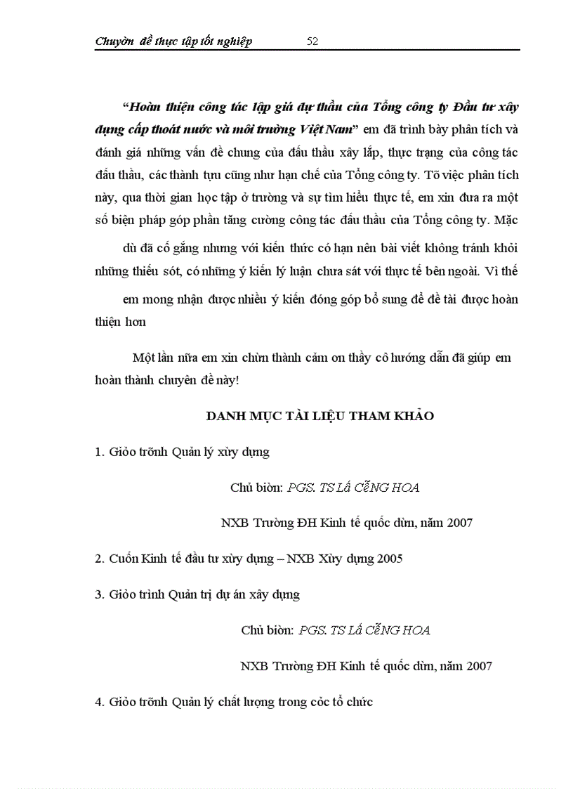 image for page Hoàn thiện công tác lập giá dự thầu của Tổng công ty Đầu tư xây dựng cấp thoát nước và môi trường Việt Nam
