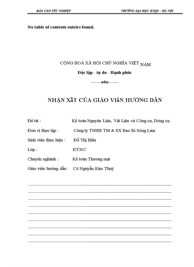 image for page Kế toán nguyên liệu, vật liệu và công cụ, dụng cụ tại Công ty TNHH TM & SX Bao Bì Sông Lam