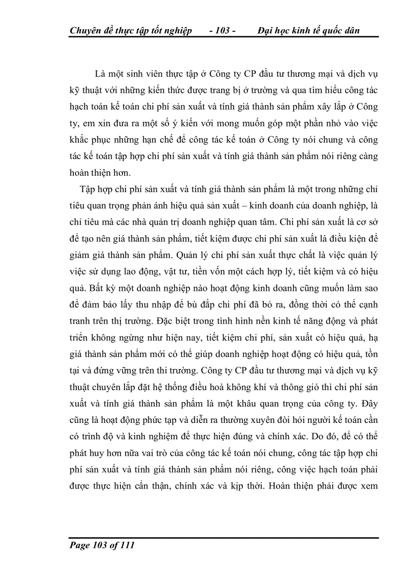 image for page Hoàn thiện kế toán chi phí sản xuất và tính giá thành sản phẩm xây lắp tại Công ty cổ phần đầu tư thương mại và dịch vụ kỹ thuật