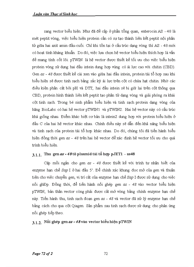 image for page Tổng hợp và biểu hiện gen mã hóa cho enterocin AS-48 của vi khuẩn Enterococcus faecium trong tế bào Escherichia coli ER2566