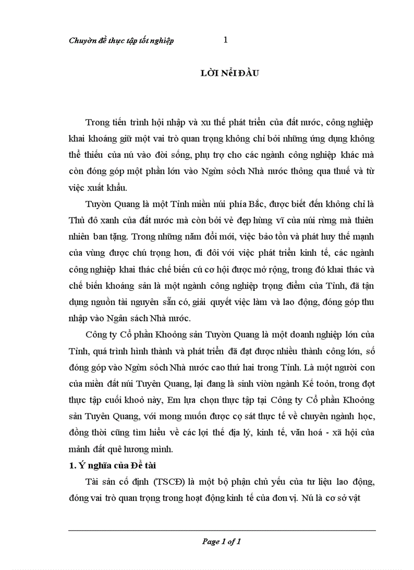 image for page Hoàn thiện hạch toán kế toán tài sản cố định tại Công ty Cổ phần Khoáng sản Tuyên Quang