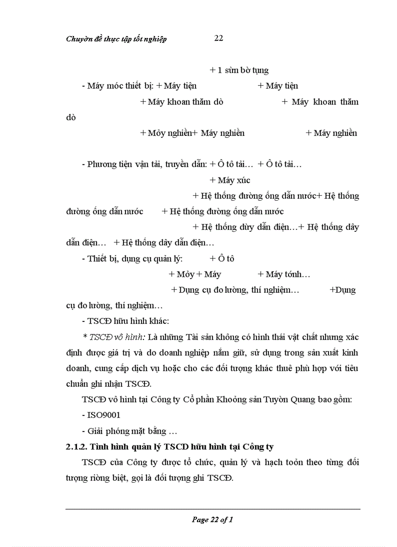 image for page Hoàn thiện hạch toán kế toán tài sản cố định tại Công ty Cổ phần Khoáng sản Tuyên Quang