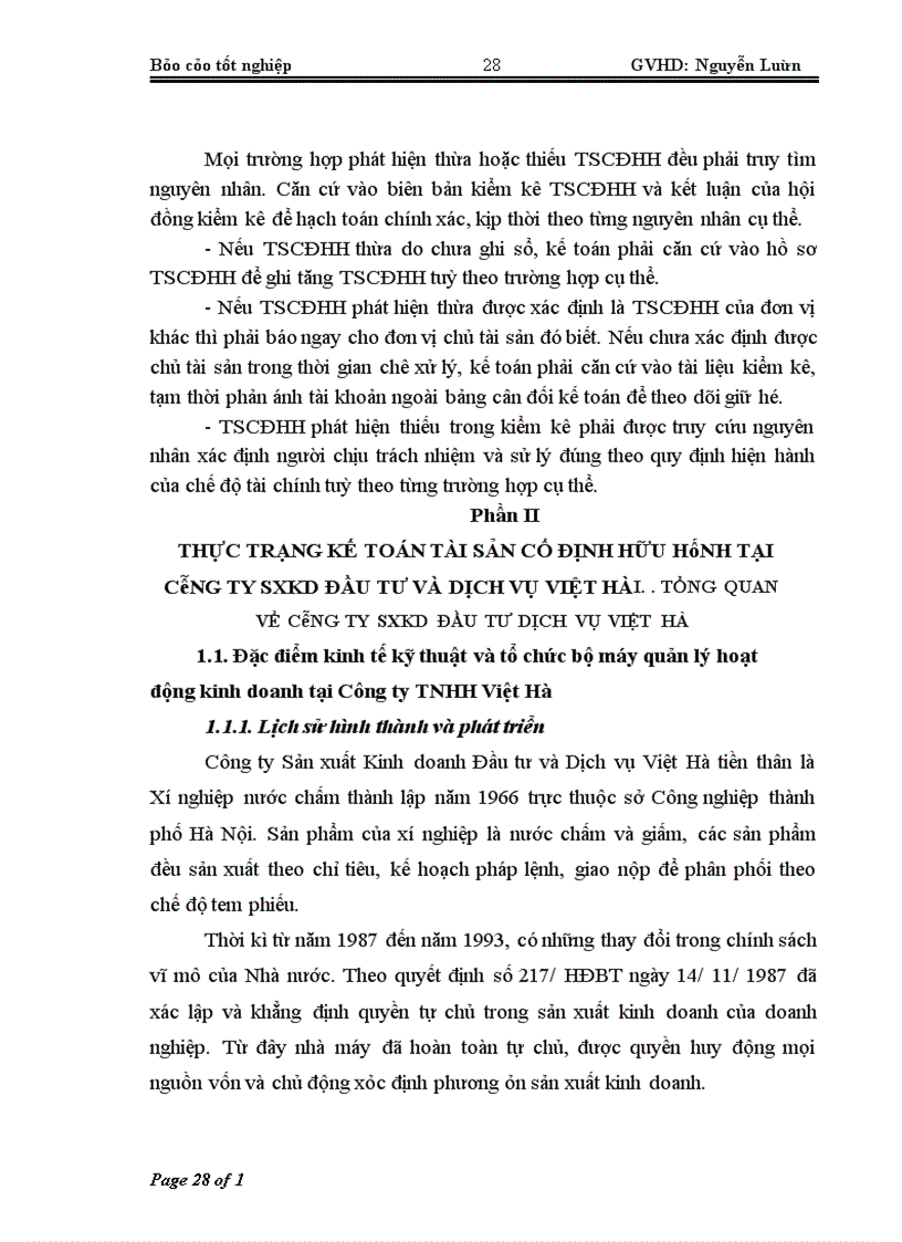 image for page Hoàn thiện kế toán tài sản cố định hữu hình tại Công ty TNHH Việt Hà