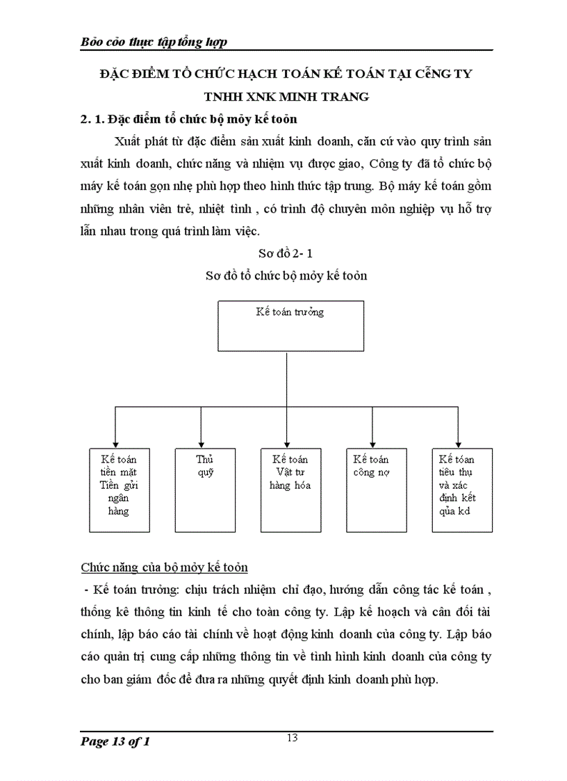 image for page Đặc điểm tổ chức hạch toán kế toán tại công ty TNHH XNK Minh Trang.
