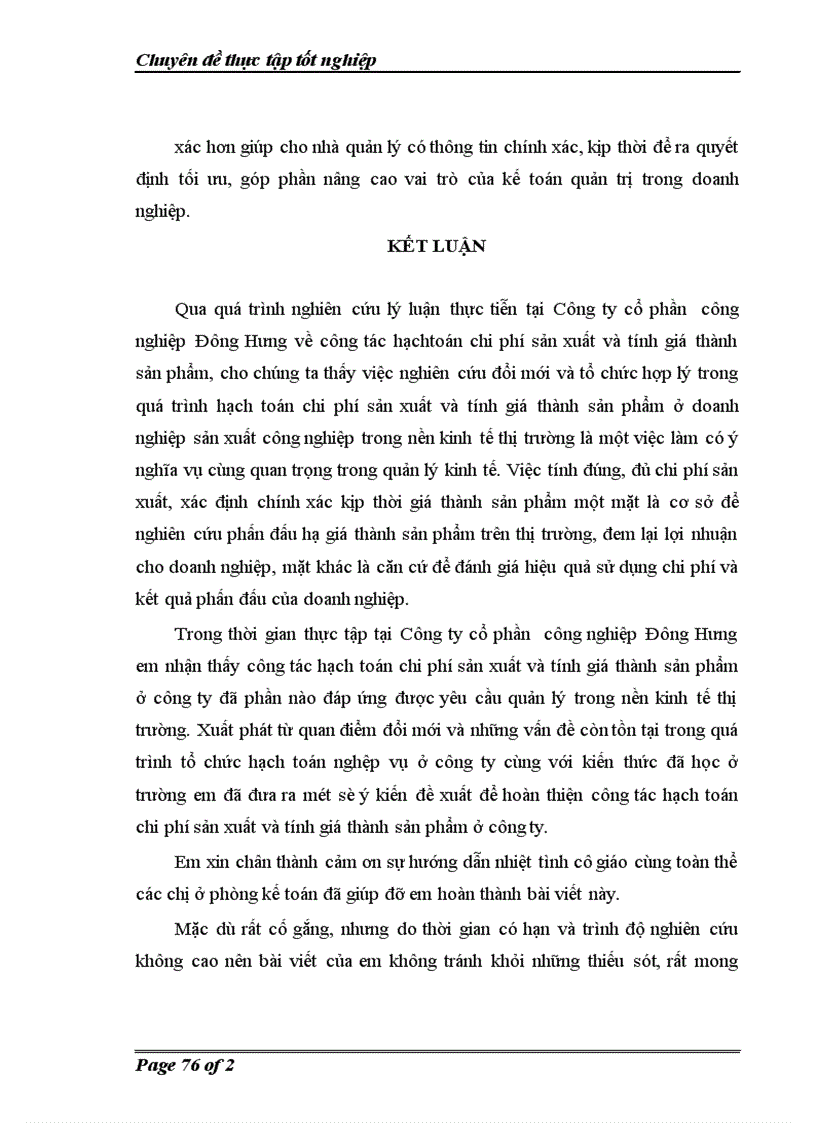 image for page Tổ chức công tác Hạch toán chi phí sản xuất và tính giá thành sản phẩm với việc tăng cường quản trị doanh nghiệp tại Công ty cổ phần công nghiệp Đông Hưng