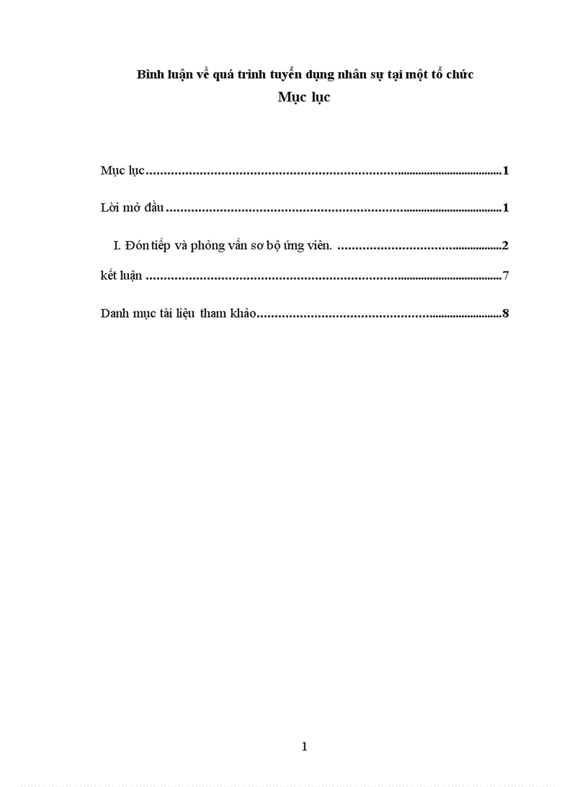 image for page Bình luận về quá trình tuyển dụng nhân sự tại một tổ chức