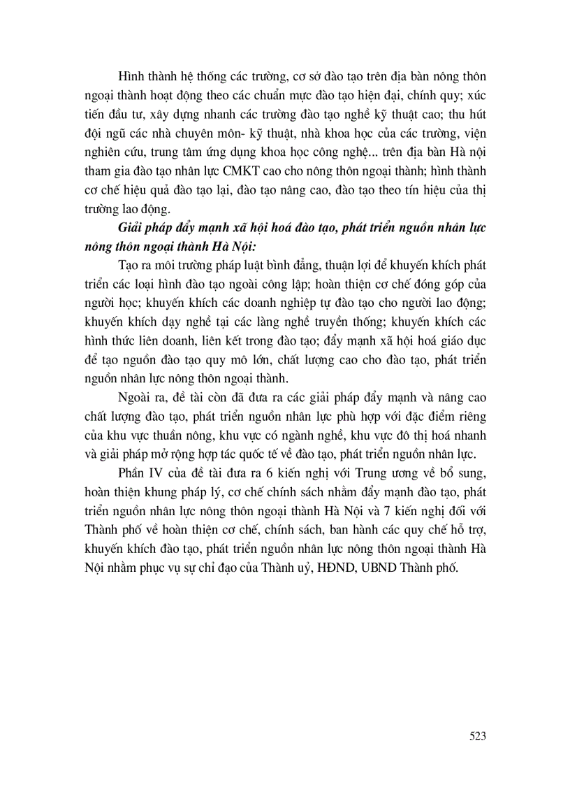 image for page Đào tạo, phát triển nguồn nhân lực nông thôn ngoại thành Hà Nội, đáp ứng quá trình chuyển dịch cơ cấu kinh tế, cơ cấu lao động và hội nhập Quốc tế.