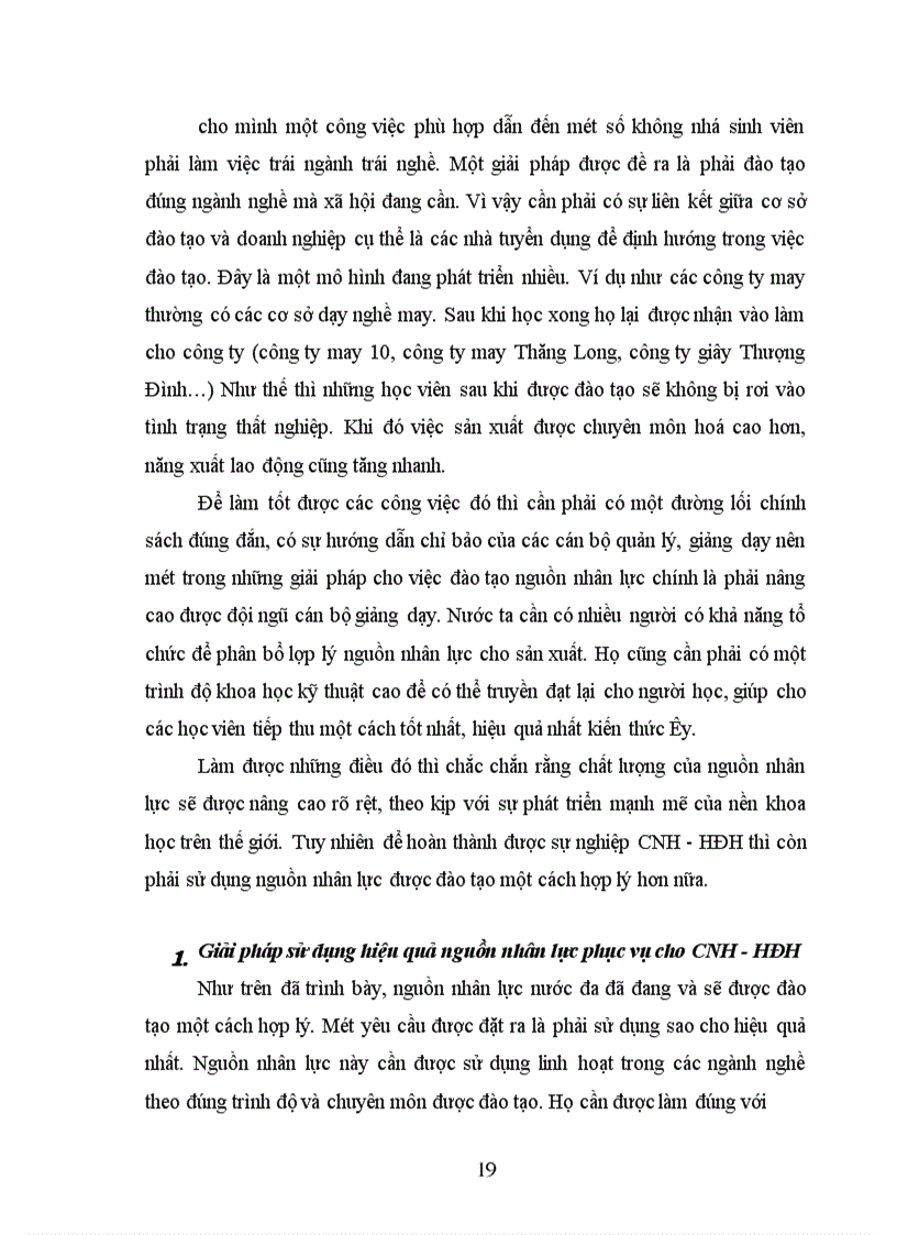 image for page Những giải pháp để nâng cao hiệu quả của đào tạo và sử dụng nguồn nhân lực phục vụ cho sự nghiệp CNH-HĐH ở Việt Nam.