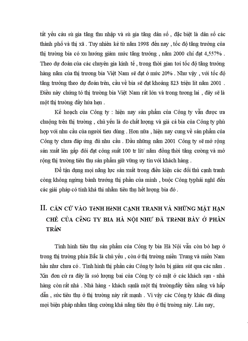 image for page Đề xuất một số ý kiến nhằm củng cố và mở rộng thị trường tiêu thụ sản phẩm của Công ty Bia Hà Nội