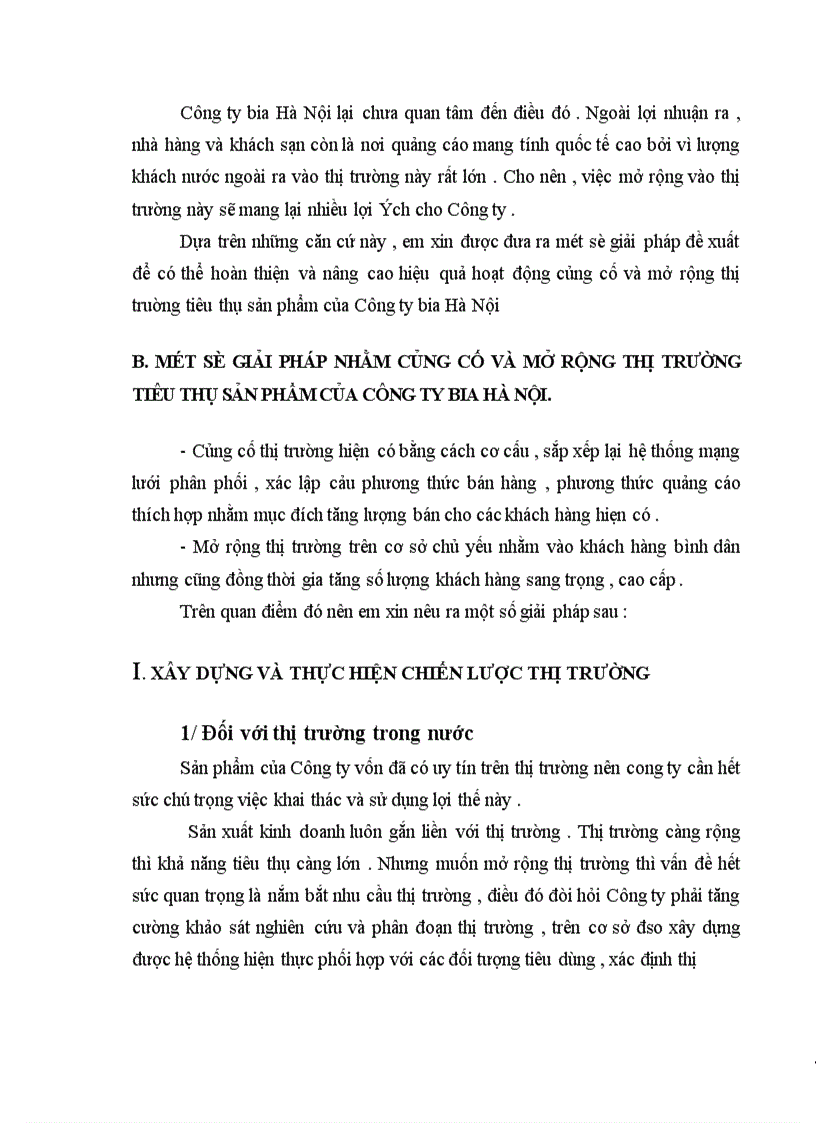 image for page Đề xuất một số ý kiến nhằm củng cố và mở rộng thị trường tiêu thụ sản phẩm của Công ty Bia Hà Nội