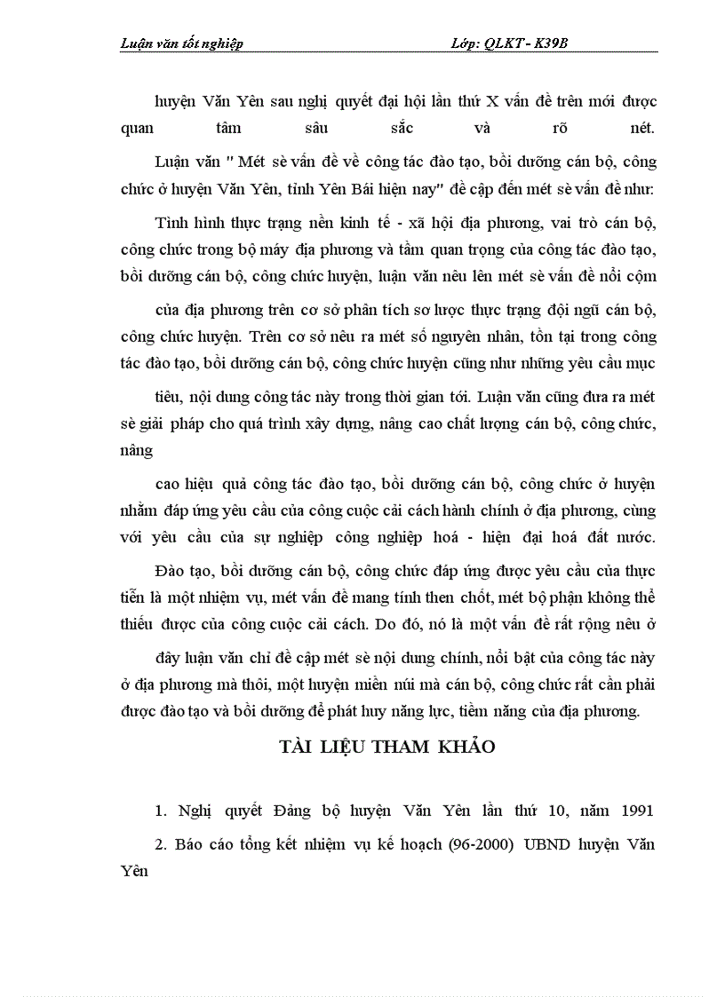 image for page Một số vấn đề về công tác đào tạo, bồi dưỡng cán bộ, công chức ở huyện Văn Yên hiện nay