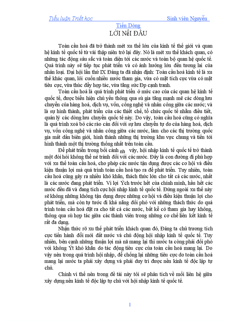 image for page Vận dụng thực tiễn mối liên hệ giữa xây dựng nền kinh tế độc lập tự chủ với vận động hội nhập kinh tế quốc tế ở nước ta trong giai đoạn hiện nay và trong tương laiTriết học