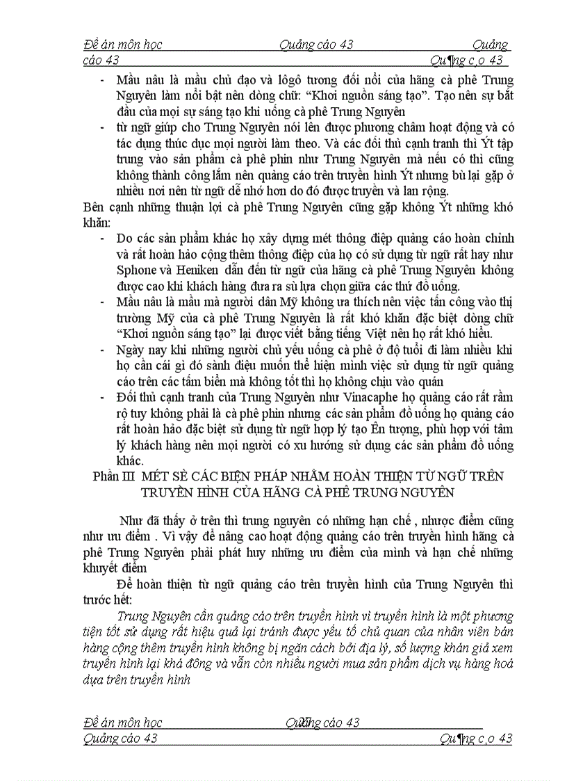 image for page Nghiên cứu việc sáng tạo từ ngữ trong quảng cáo trên truyền hình của hãng cà phê Trung Nguyên tại thị trường Miền Bắc
