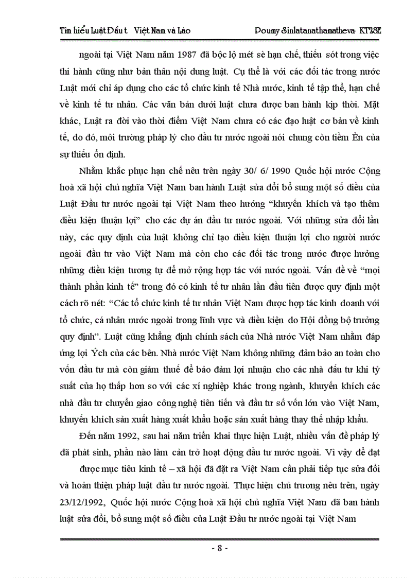 image for page Tìm hiểu pháp luật đầu tư của Việt Nam trong sự so sánh với pháp luật đầu tư của Lào