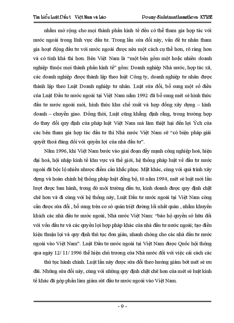 image for page Tìm hiểu pháp luật đầu tư của Việt Nam trong sự so sánh với pháp luật đầu tư của Lào