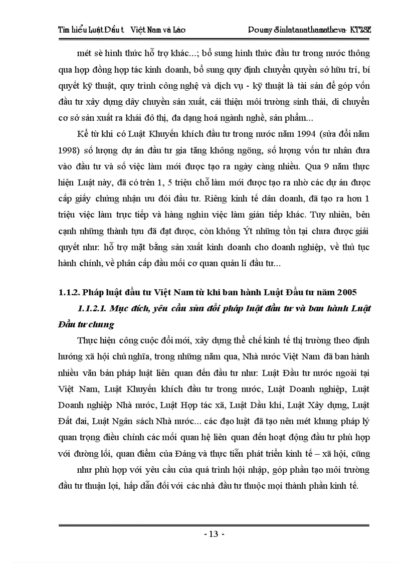 image for page Tìm hiểu pháp luật đầu tư của Việt Nam trong sự so sánh với pháp luật đầu tư của Lào