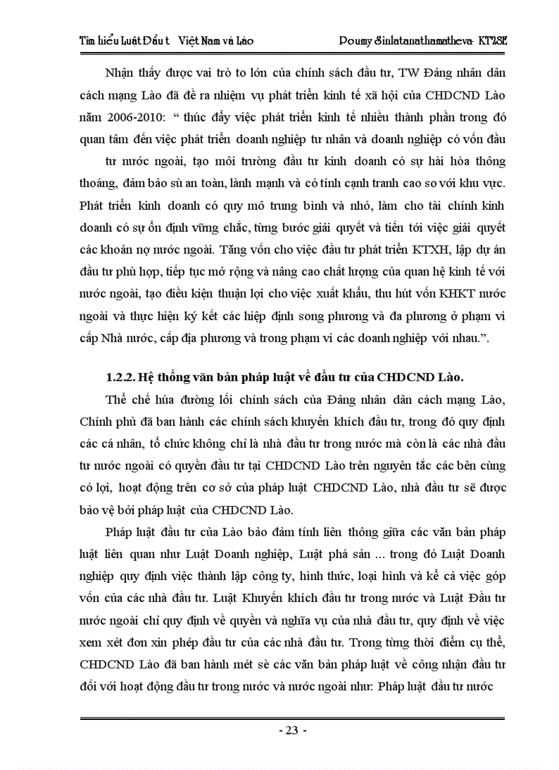 image for page Tìm hiểu pháp luật đầu tư của Việt Nam trong sự so sánh với pháp luật đầu tư của Lào