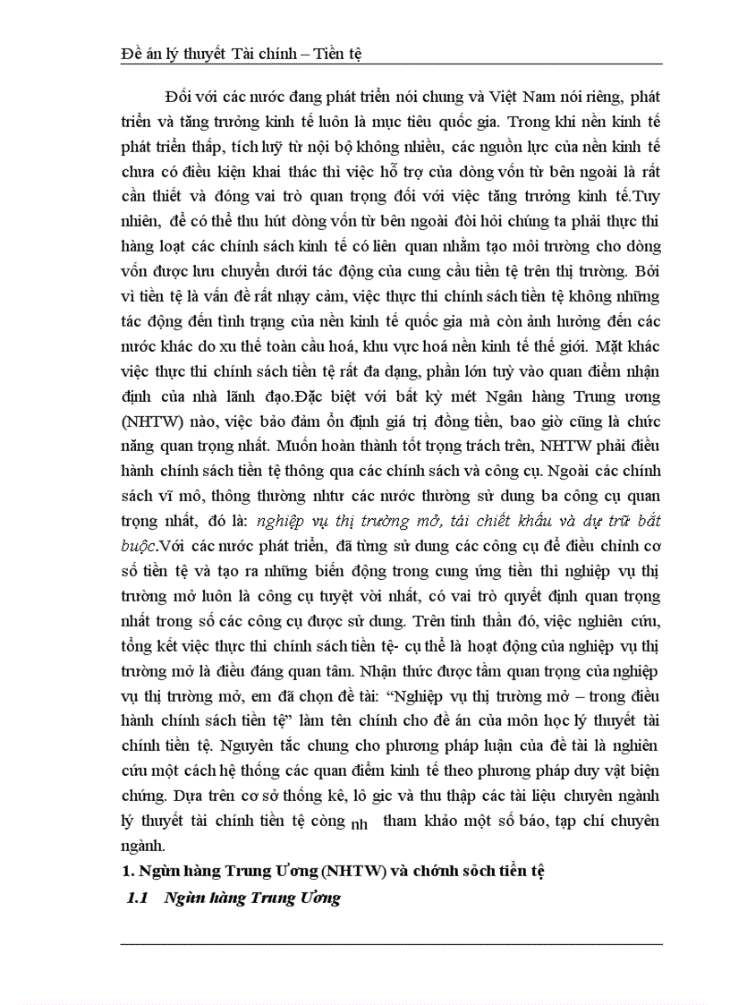 image for page Nghiệp vụ thị trường mở – trong điều hành chính sách tiền tệ