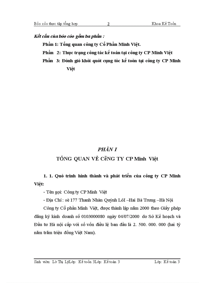 Thực trạng công tác kế toán tại công ty CP Minh Việt