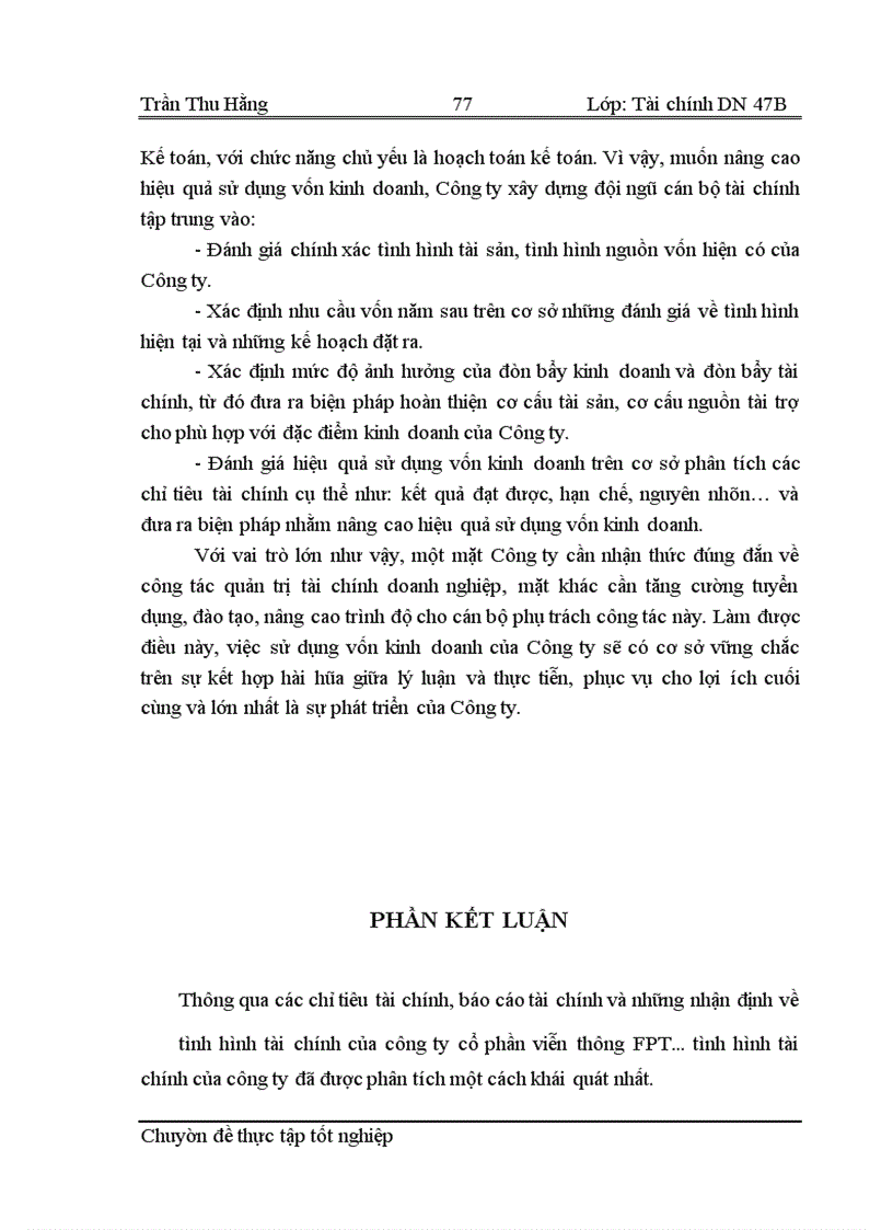 image for page Phân tích thực trạng tài chính của công ty cổ phần viễn thông FPT