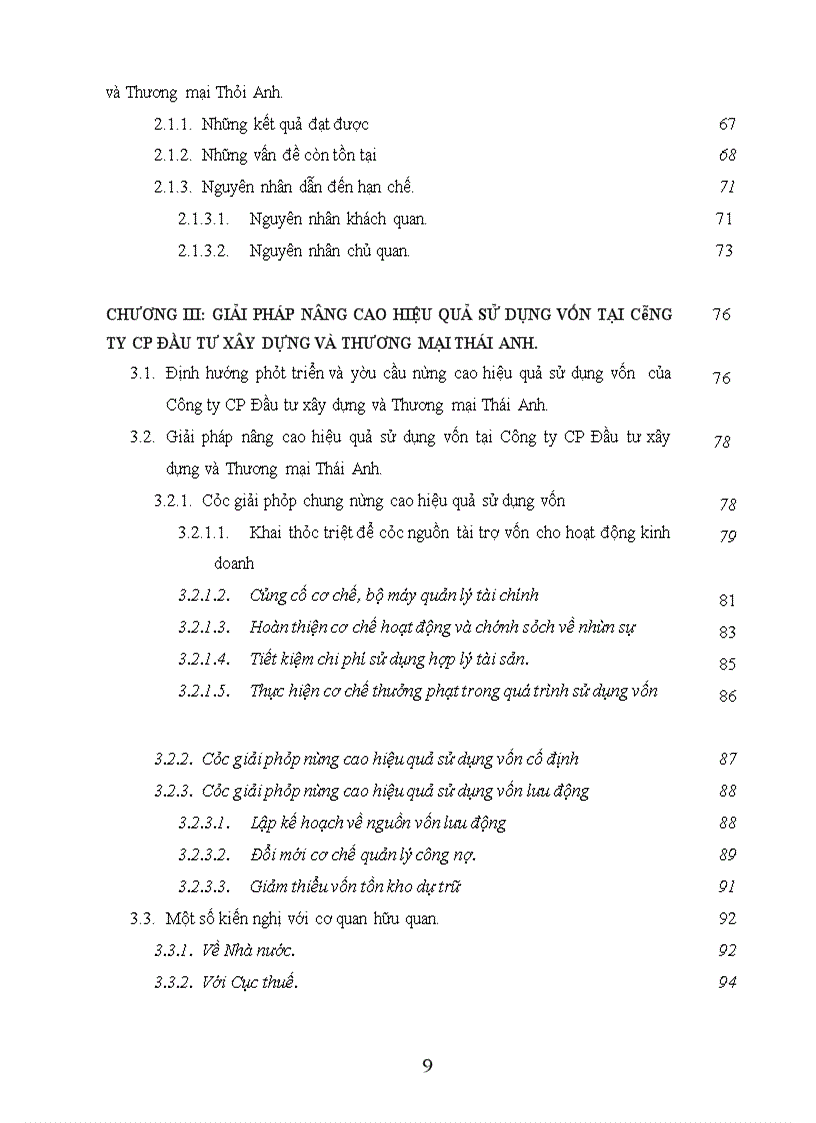 Nâng cao hiệu quả sử dụng vốn tại công ty cổ phần đầu tư xây dựng và thương mại thái anh