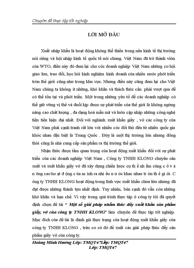 image for page Một số giải pháp nhằm thúc đẩy xuất khẩu sản phẩm giấy, vở của công ty TNHH KLONG