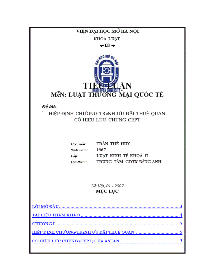 image for page Hiệp định chương trình ưu đãi thuế quan có hiệu lực chung CEPT