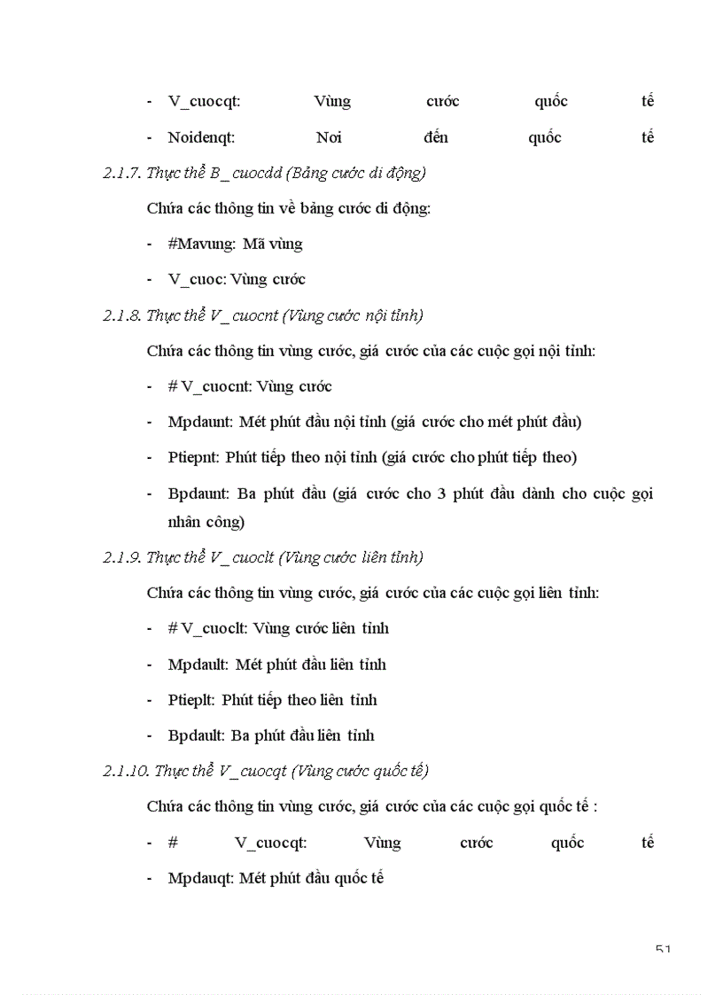 image for page Mô hình thực thể của hệ thống tính cước điện thoại