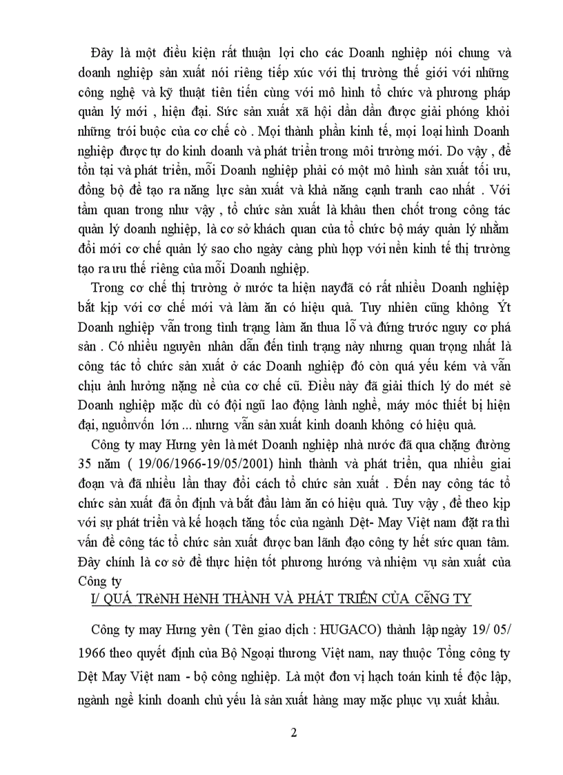 image for page Cơ cấu tổ chức sản xuất ở Công ty may Hưng yên