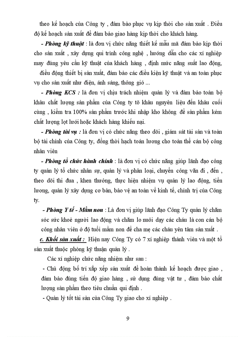 image for page Cơ cấu tổ chức sản xuất ở Công ty may Hưng yên