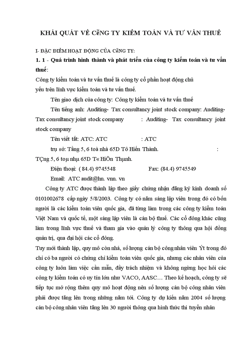image for page Tổ chức bộ máy, tổ chức công tác kế toán của công ty ATC