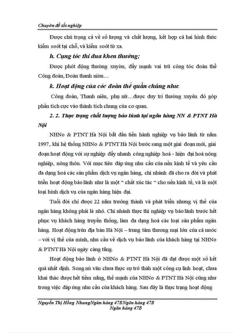 image for page Nâng cao chất lượng bảo lãnh tại ngân hàng Nông nghiệp & Phát triển nông thôn Hà Nội