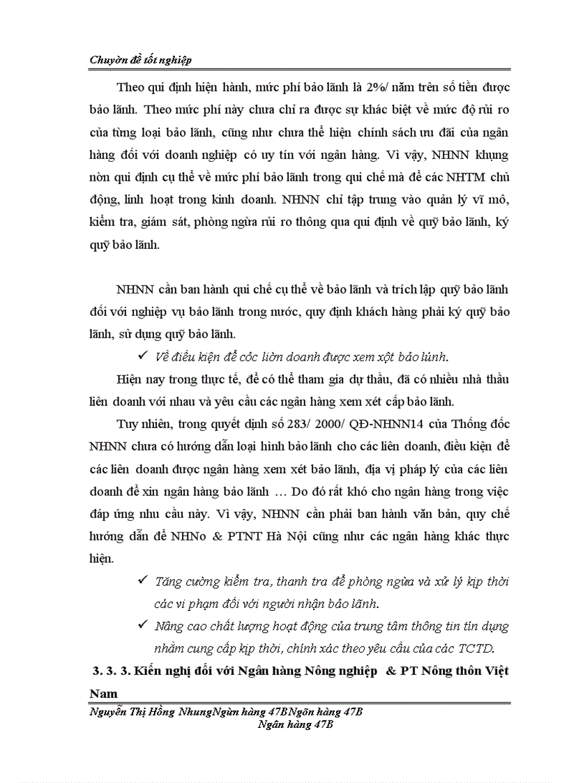 image for page Nâng cao chất lượng bảo lãnh tại ngân hàng Nông nghiệp & Phát triển nông thôn Hà Nội