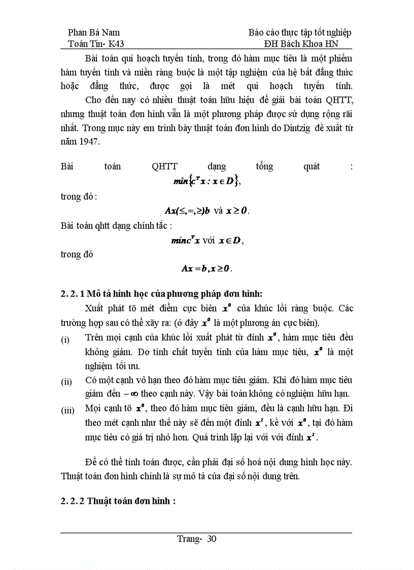 image for page Phương pháp đơn hình giải bài toán qui hoạch tuyến tính