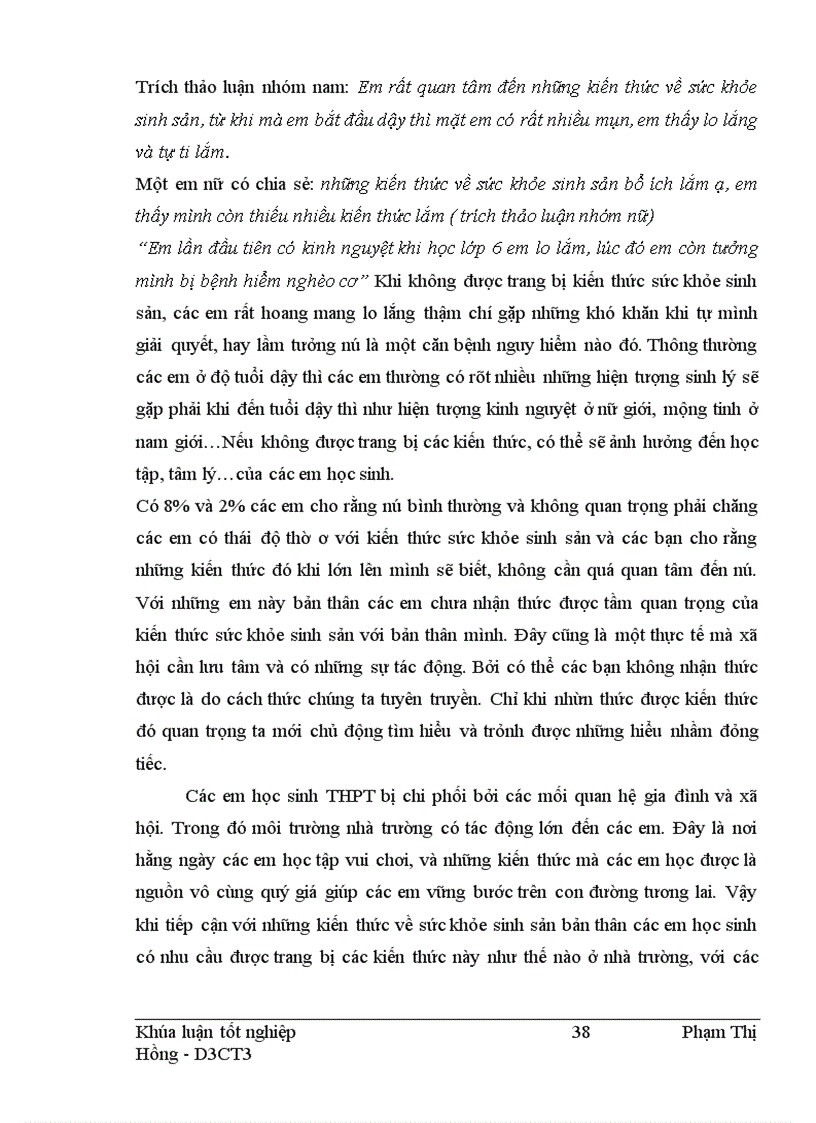 image for page Thực trạng nhu cầu chăm sóc giáo dục SKSS của học sinh THPT tại trường THPT Trương Định - Hoàng Mai - Hà Nội