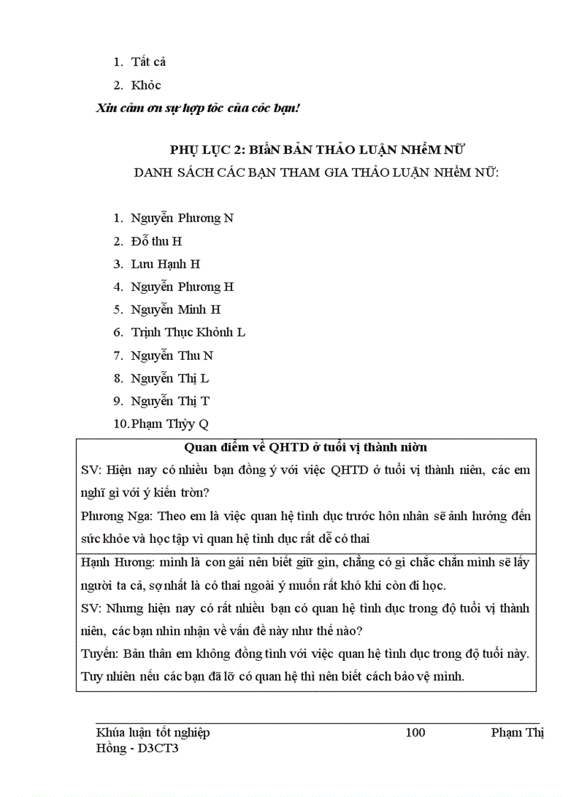 image for page Thực trạng nhu cầu chăm sóc giáo dục SKSS của học sinh THPT tại trường THPT Trương Định - Hoàng Mai - Hà Nội
