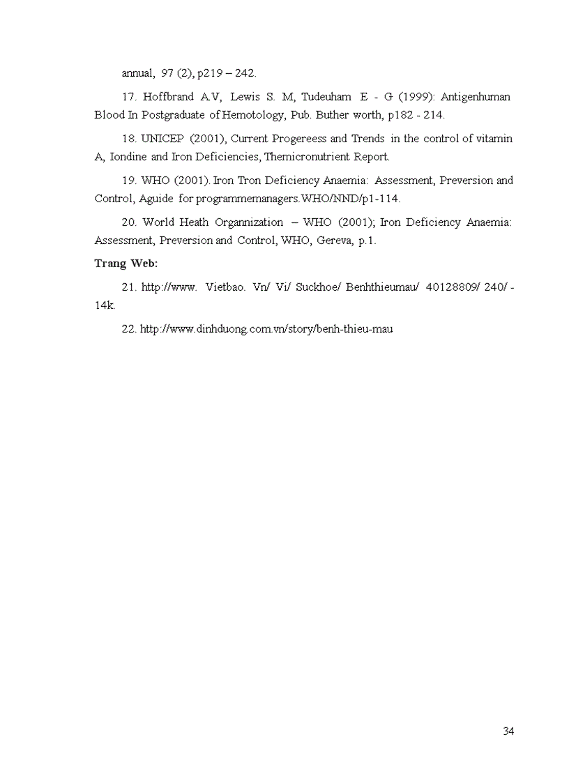 image for page Khảo sát tình hình thiếu máu của các bệnh nhân điều trị tại Bệnh viện Đa khoa Sơn Tây 6 tháng đầu năm 2008